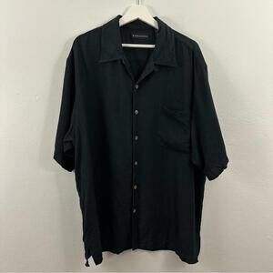 Baracuta Men’s 100% Silk Black Button Down Shirt Size XL
